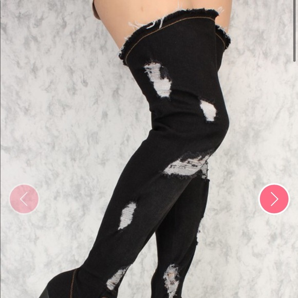 πSale was$85 will go backπ after saleπNew Glam Blackout Jean Thigh High Boots - Picture 3 of 11